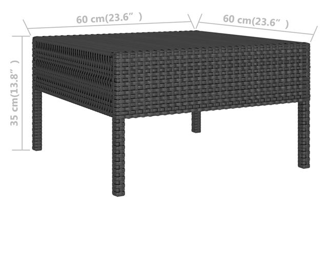 Vrtni namještaj s jastucima, 9 dijelova, crna, poliratan