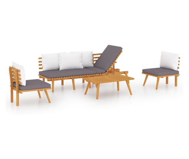 Vrtni set namještaja s jastucima, 4 dijela, masivno drvo akacije