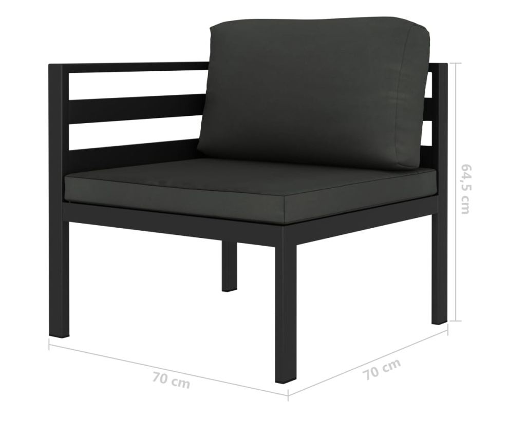 Vrtna garnitura s jastucima, 4 komada, antracit, aluminij - 4