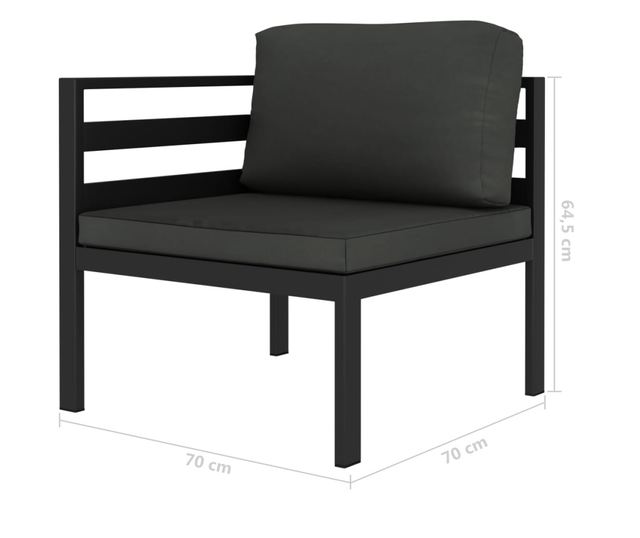 Градински комплект с възглавници, 4 части, антрацит, алуминий