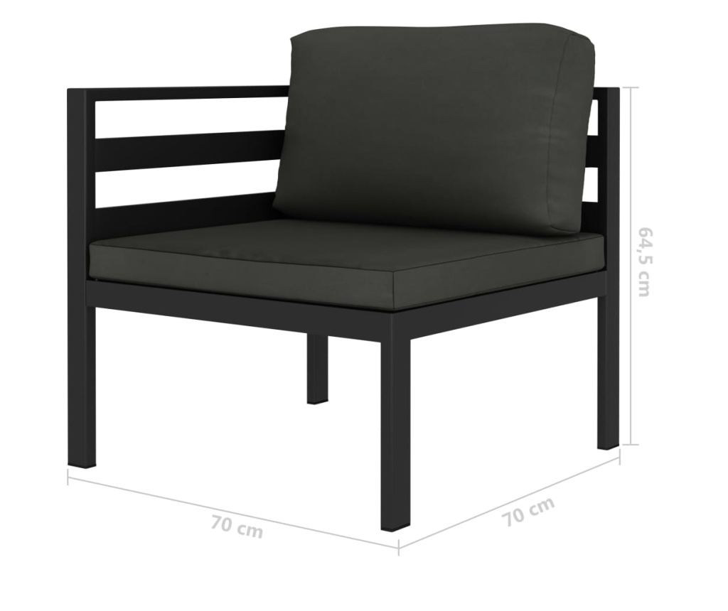 Градински комплект мебели с възглавници, 8 части, антрацит, алуминий - 4