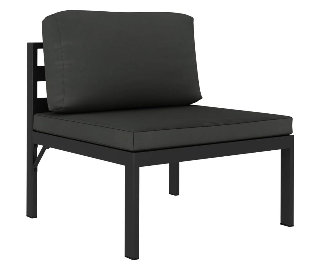 Градински комплект мебели с възглавници, 6 части, антрацит, алуминий - 4