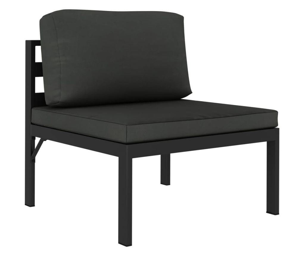 Градински комплект с възглавници, 5 части, антрацит, алуминий - 4