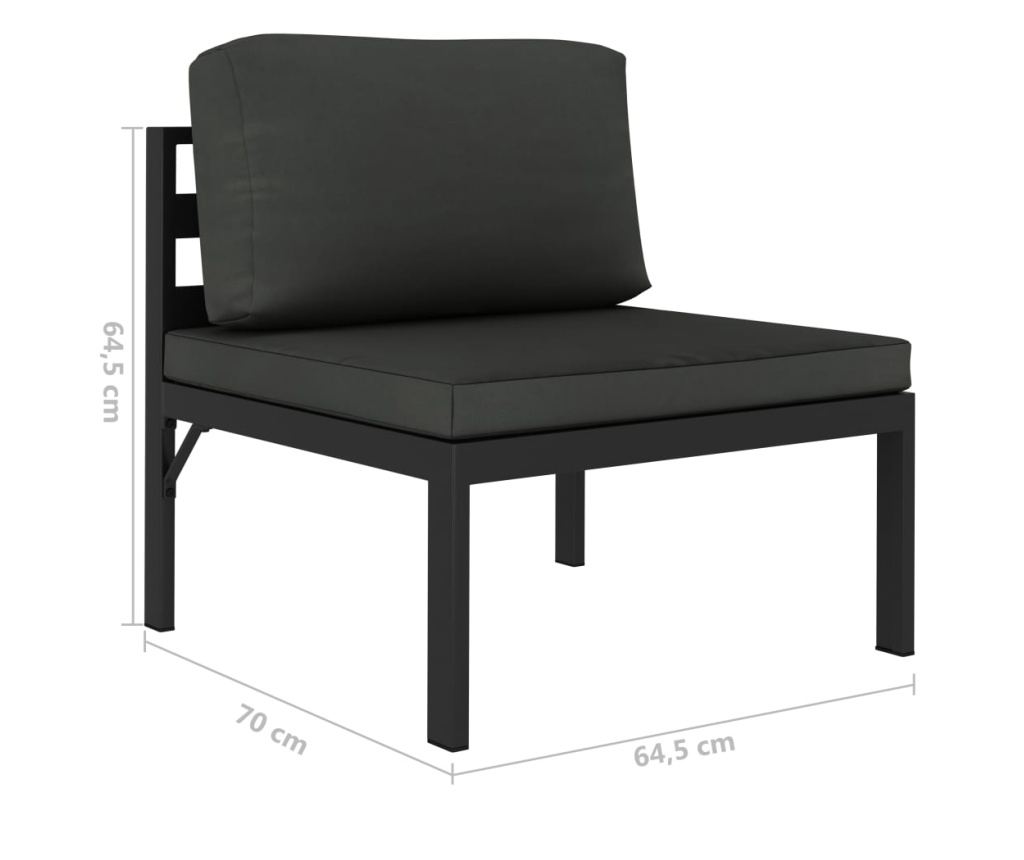 Градински комплект мебели с възглавници, 6 части, антрацит, алуминий - 7