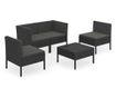Vrtni namještaj s jastucima, 5 dijelova, crna, poliratan
