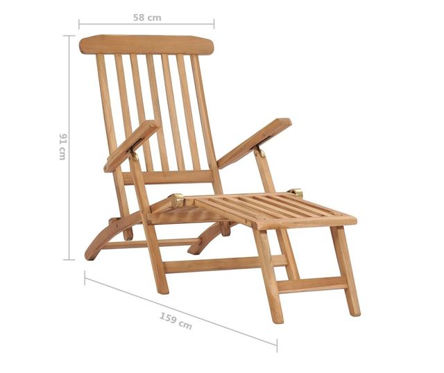Vrtne ležaljke s osloncem za noge i stolom od masivnog tikovog drva
