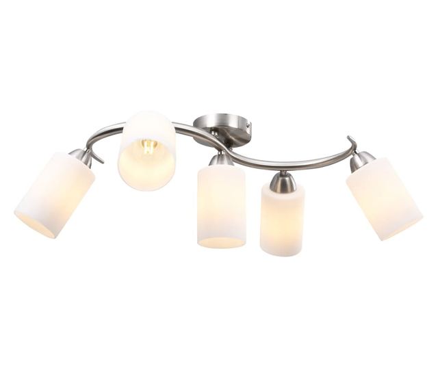 Luster s keramičkim abažurima, 5 žarulja E14, bijela, konus
