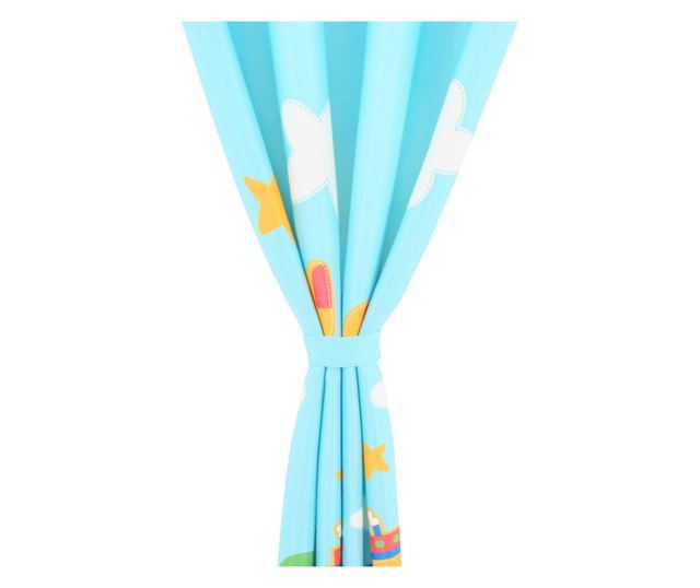 Zavjese za djecu, 2 kom, 140x240 cm, avioni i oblaci