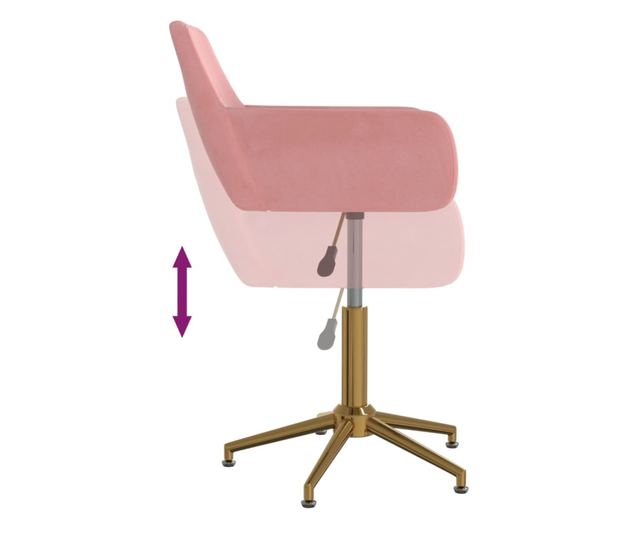 Zakretne kuhinjske stolice, 2 kom., ružičaste, baršun