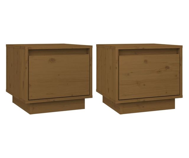 Noćni ormarići, 2 kom., medeno smeđa, 35x34x32 cm, masivno borovo drvo