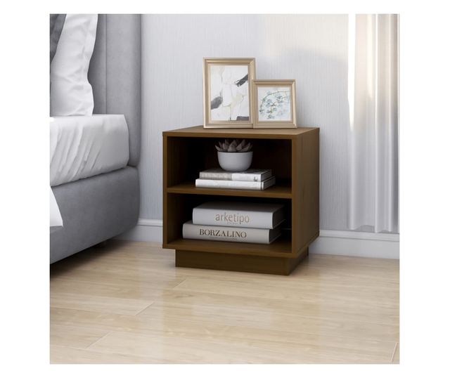 Noćni ormarić medeno smeđi 40x34x40 cm masivno drvo bor