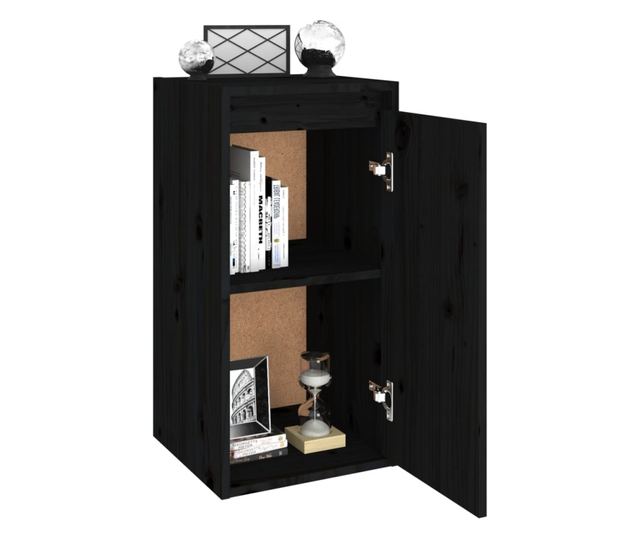Zidni ormarić, crni, 30x30x60 cm, masivno borovo drvo