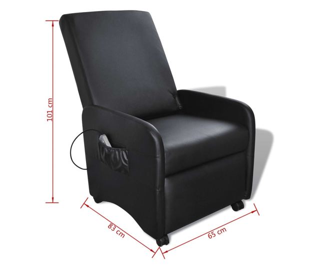 Masažna fotelja, crna, eko koža