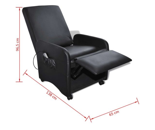 Masažna fotelja, crna, eko koža