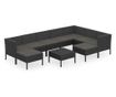 Vrtni namještaj s jastucima, 10 dijelova, crni, poliratan