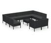 Vrtni namještaj s jastucima, 12 dijelova, crna boja, poliratan