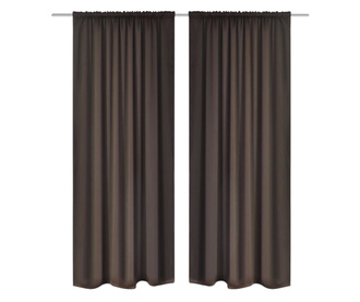 130372 2 pcs Brown Slot-Headed Blackout Curtains 135 x 245 cm