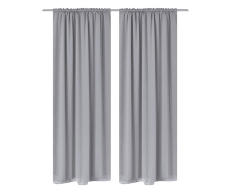 130376 2 pcs Grey Slot-Headed Blackout Curtains 135 x 245 cm
