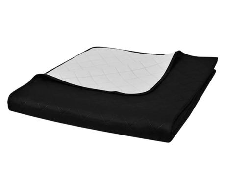 130888 Double-sided Quilted Bedspread Black/White 230 x 260 cm