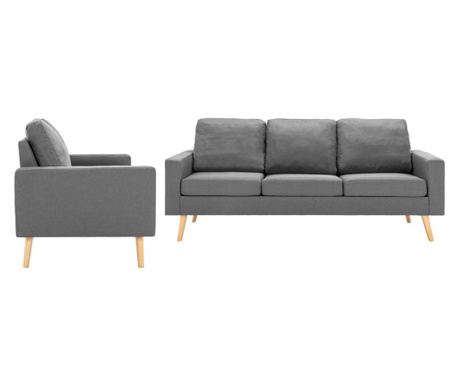 2-dijelni set sofa od tkanine svjetlosivi