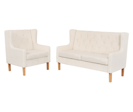 Комплект диван и кресло, 2 бр, плат, кремавобели