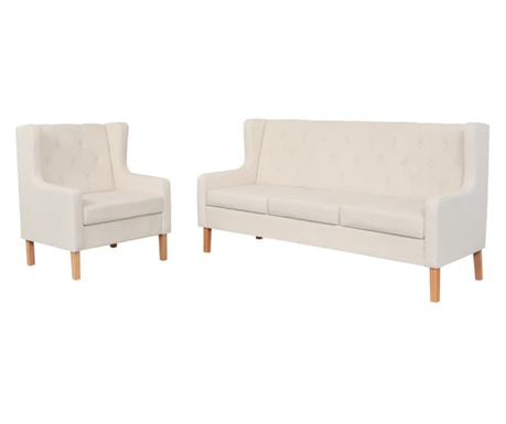 Комплект диван и кресло, 2 бр, плат, кремавобели