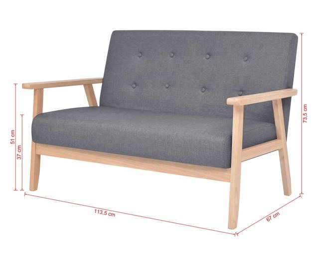 Canapea pentru 2 persoane, material textil, gri inchis