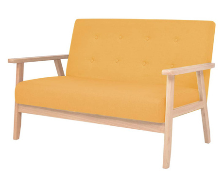 Canapea pentru 2 persoane, material textil, galben
