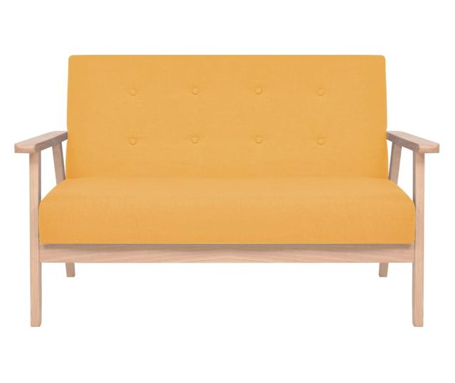 Canapea pentru 2 persoane, material textil, galben