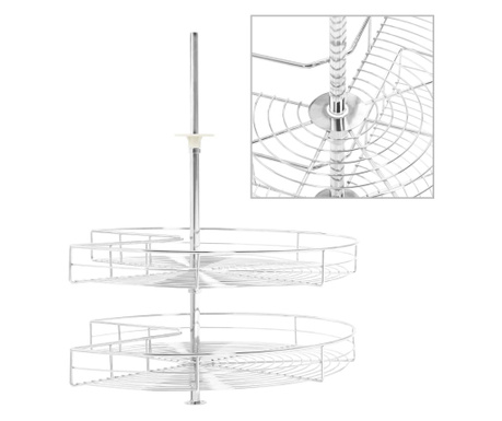 2-етажна кошница за кухня, сребриста, 270 градуса, 71x71x80 см