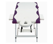 2-conska zložljiva masažna miza aluminij bela in vijolična
