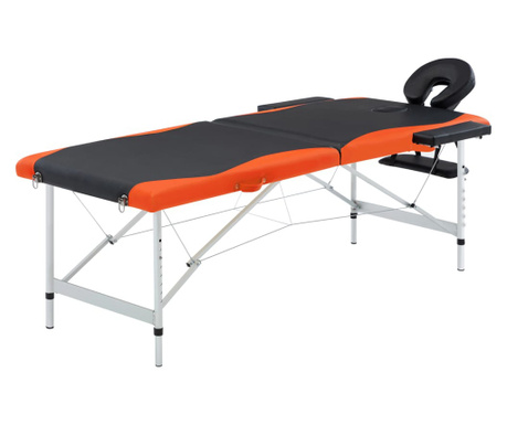 2-conska zložljiva masažna miza aluminij črna in oranžna