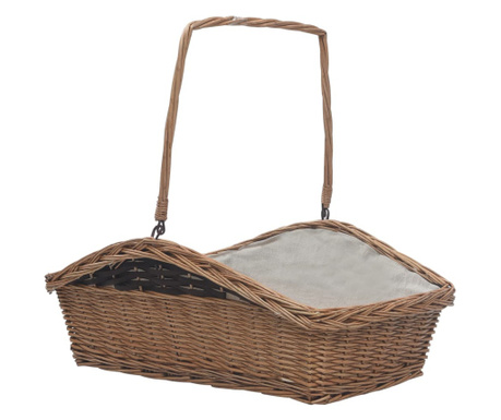 286989 Firewood Basket with Handle 61,5x46,5x58 cm Brown Willow