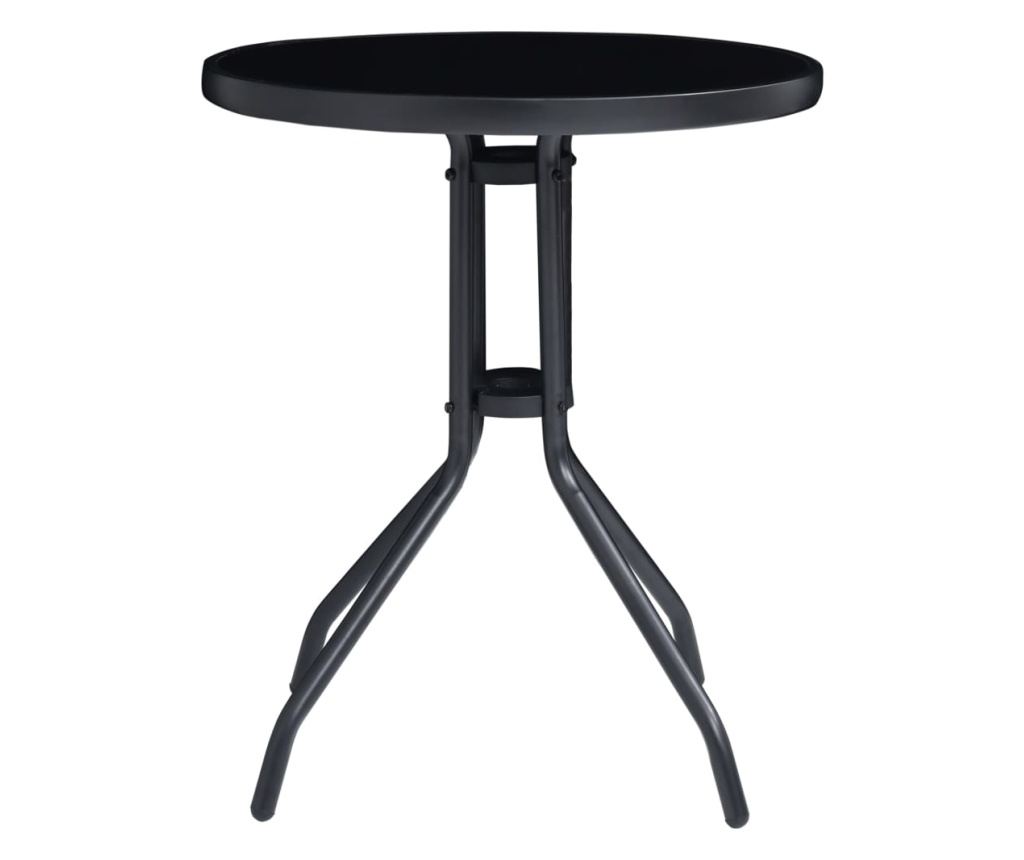 3-dijelni bistro set od aluminija i tekstilena crni - 10