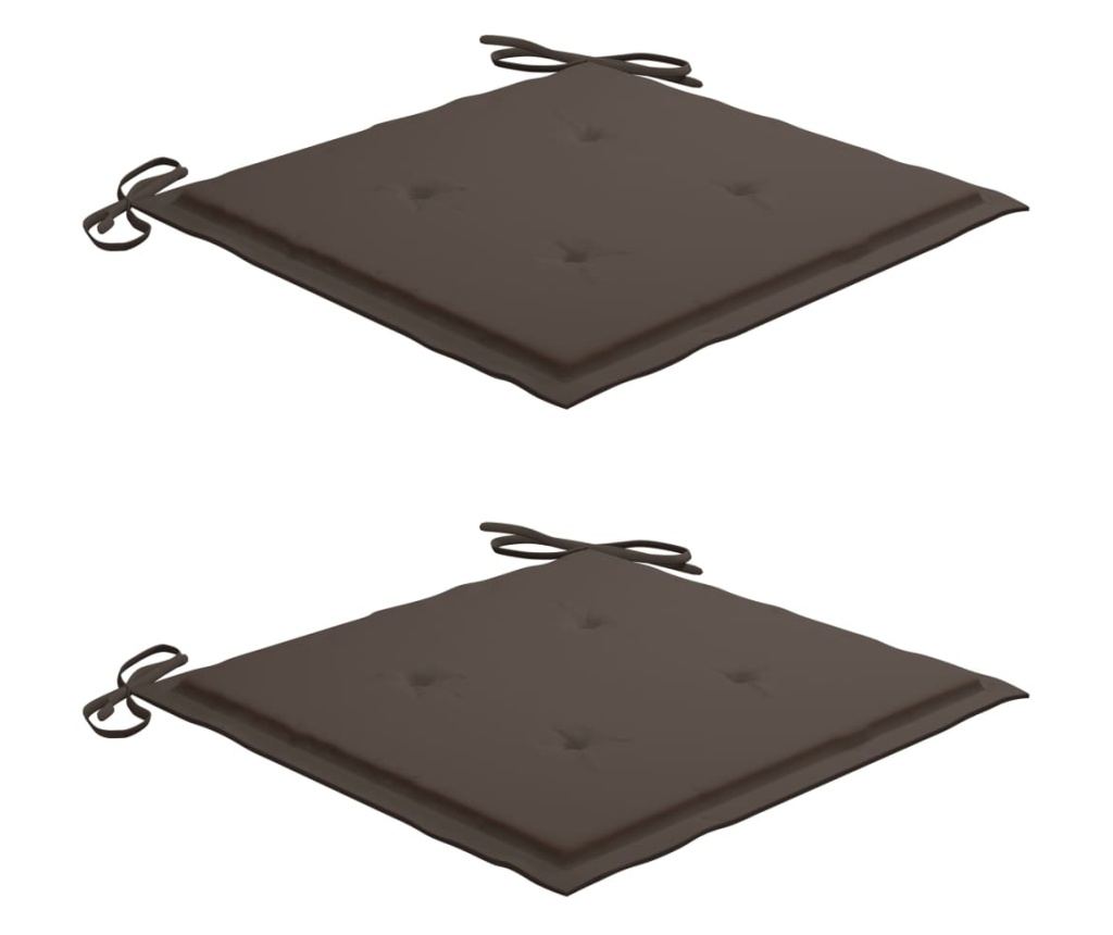 Градински столове с възглавници в цвят таупе, 2 бр., Масивно тиково дърво - 8