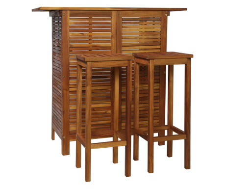Barový stůl a židle sada 3 kusů z masivního akáciového dřeva