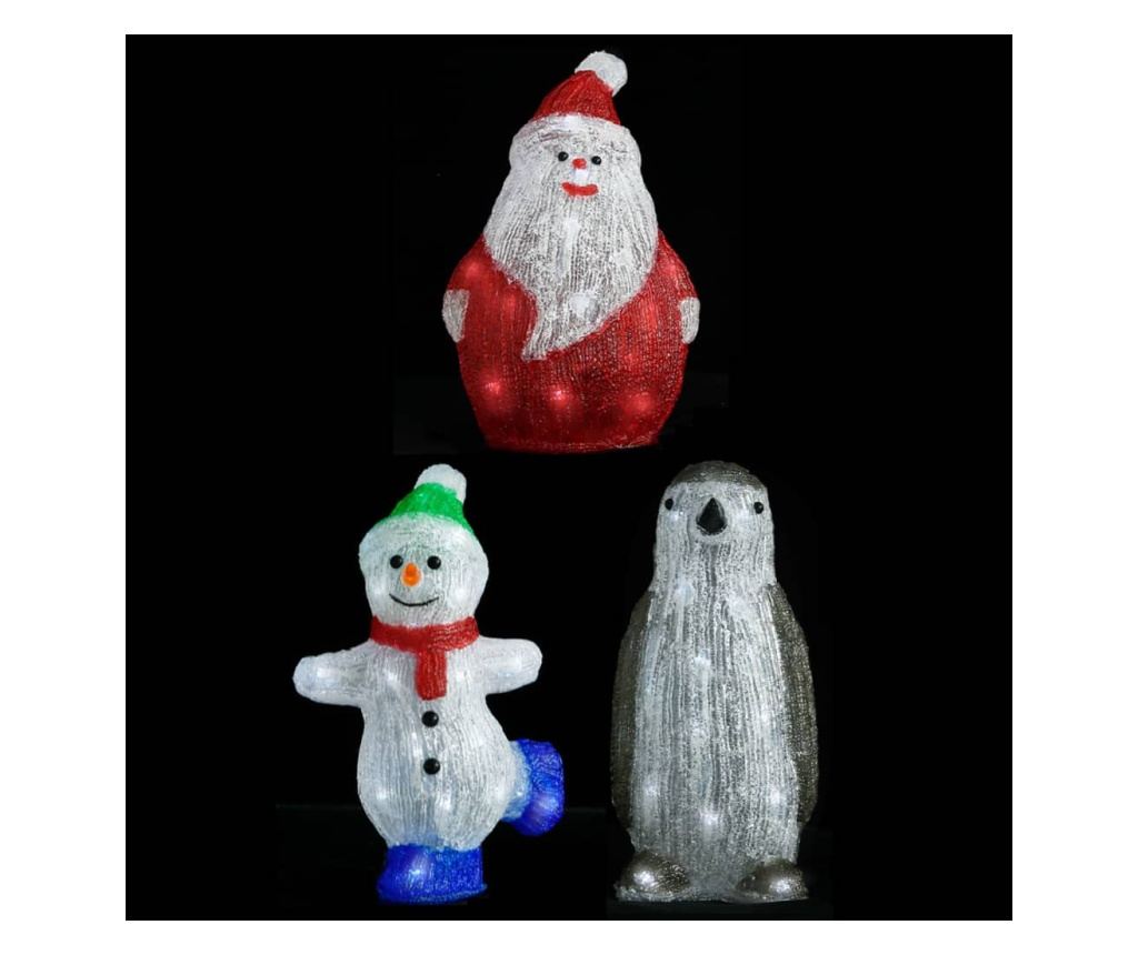 Set LED božićnih figurica, 3 komada, akrilni, za unutarnju i vanjsku upotrebu - 3