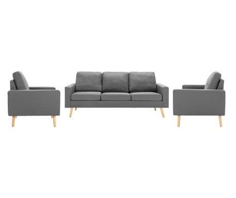 3-dijelni set sofa od tkanine svjetlosivi