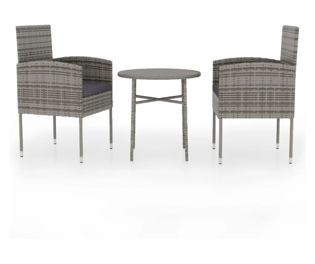Vrtni garnitura, 3-delna, antracit, polyrattan - 2