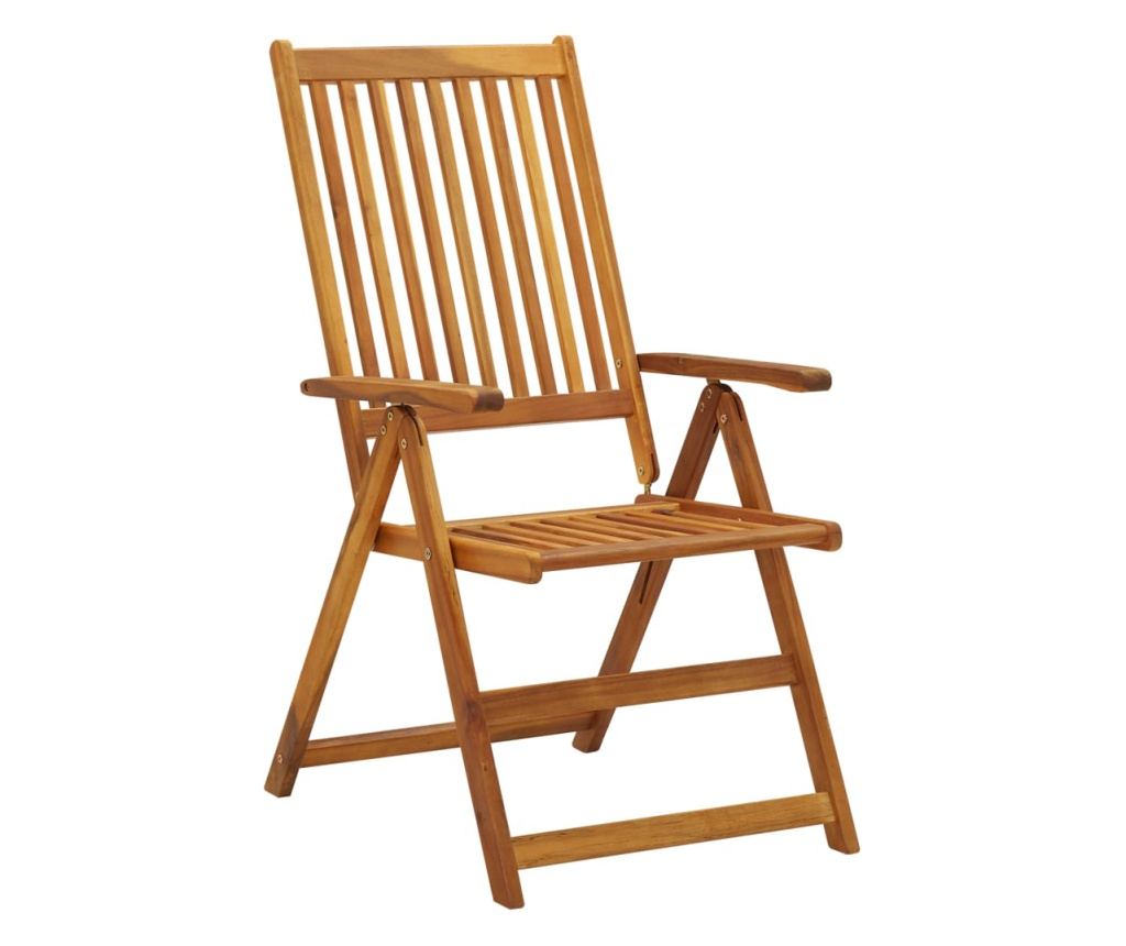 Сгъваеми градински столове с възглавници, 3 бр., Масивна акациева дървесина - 3