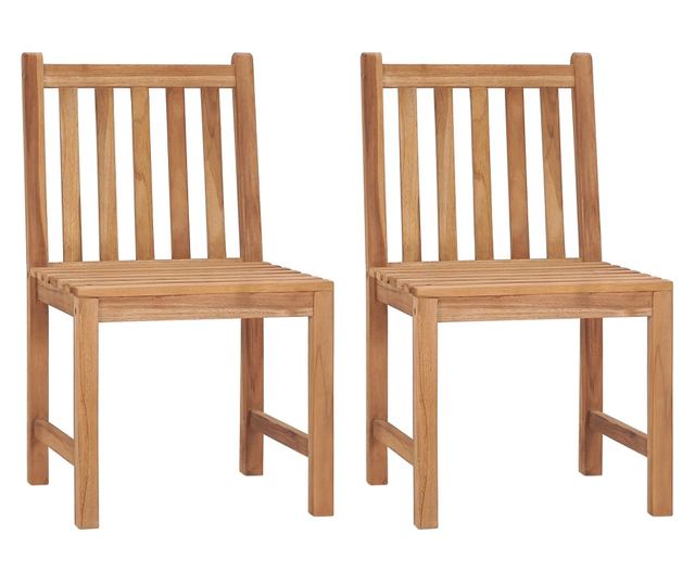 Градински столове с възглавници, 2 бр., Масивно дърво тиково дърво