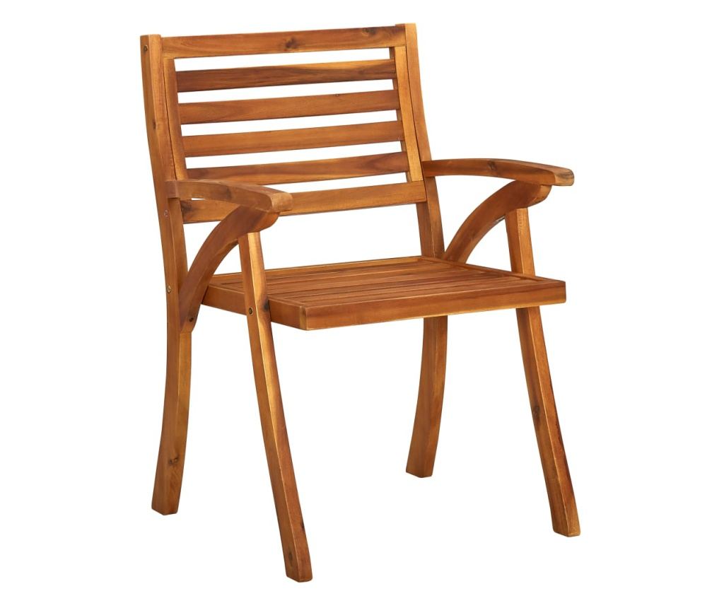 Градински трапезни столове с възглавници, 3 бр., Масивна акациева дървесина - 3