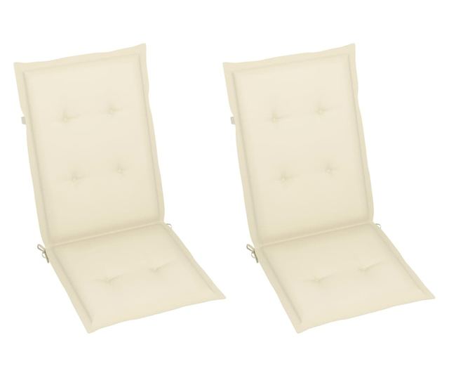 Сгъваеми градински столове с възглавници, 2 бр., Масивна акациева дървесина