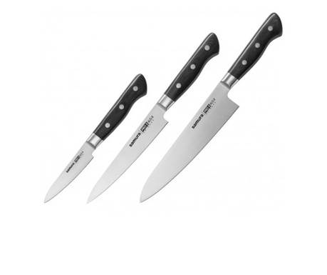 Комплект ножове Samura PRO-S, Японска стомана AUS 8, HRC 58, 3 броя