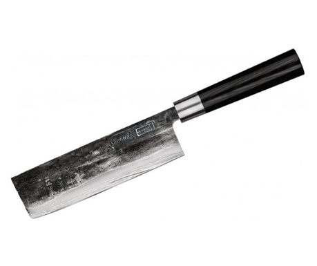 Нож за рязане Samura Nakiri Super 5, Японска стомана AUS 10, HRC 60, 17 см, Сив/Черен