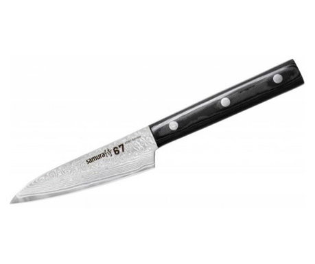 Нож за зеленчуци, Samura Damascus 67, Въглеродна стомана, острие 9,8 cm