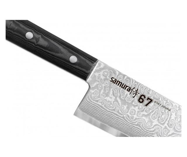 Нож Santoku, Samura Damascus 67, Въглеродна стомана, 17,5 cm