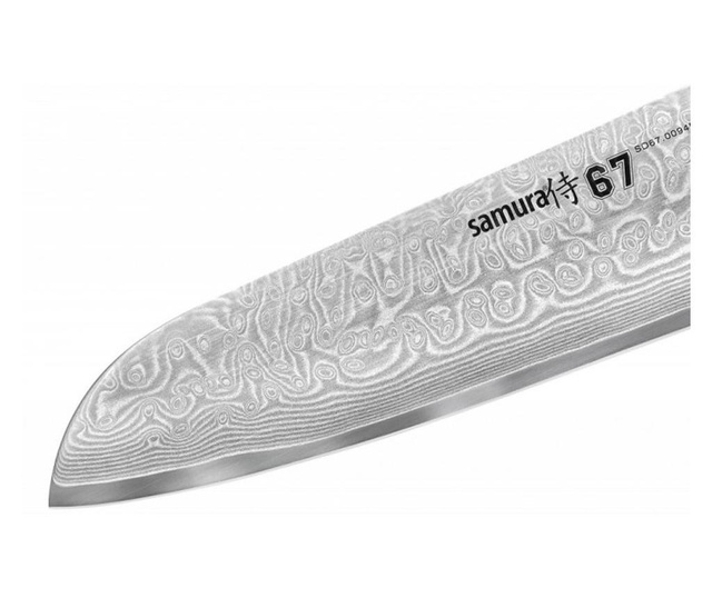 Нож Santoku, Samura Damascus 67, Въглеродна стомана, 17,5 cm