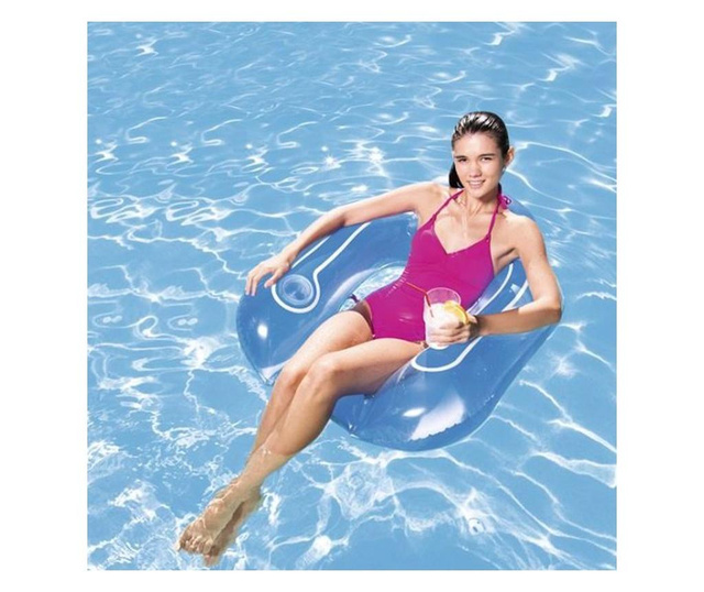 Saltea gonflabila pentru sezut, de plaja si piscina, 1 persoana, 100x92 cm, albastra
