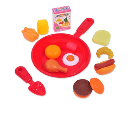 Set de bucatarie cu accesorii pentru gatit si servit masa, multicolor, 3 ani +, 13 articole,Topi Toy